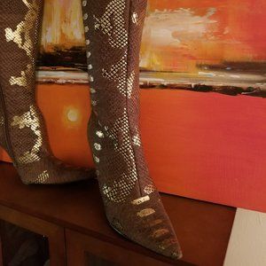 Snake embossed leather